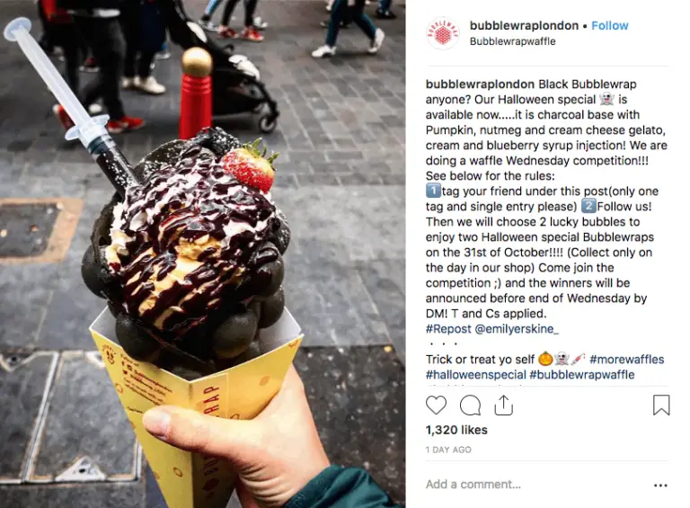 instagram giveaway idea for hallooween for food brands