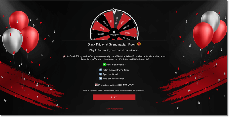 black friday marketing ideas: spin the wheel promotion