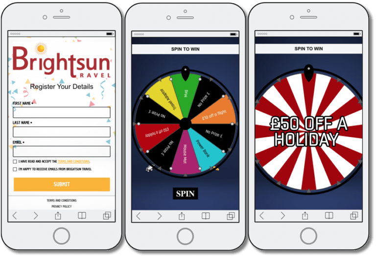 integrated marketing campaign, example of a spin the wheel promotion from brightsun travel