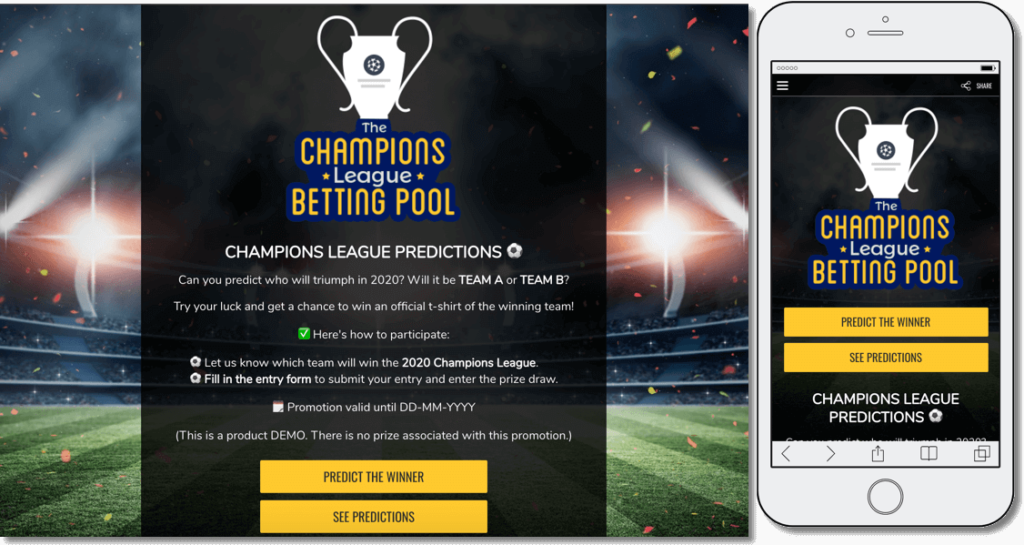 champions league promotion: betting pool