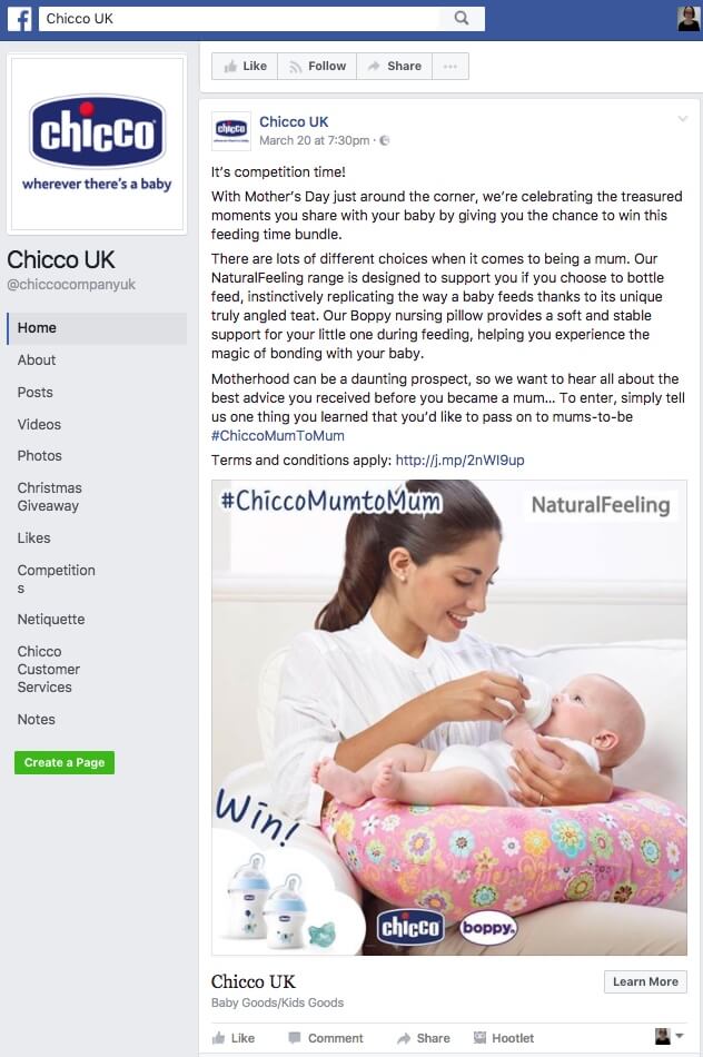 chicco_uk_facebook_sweepstakes_post