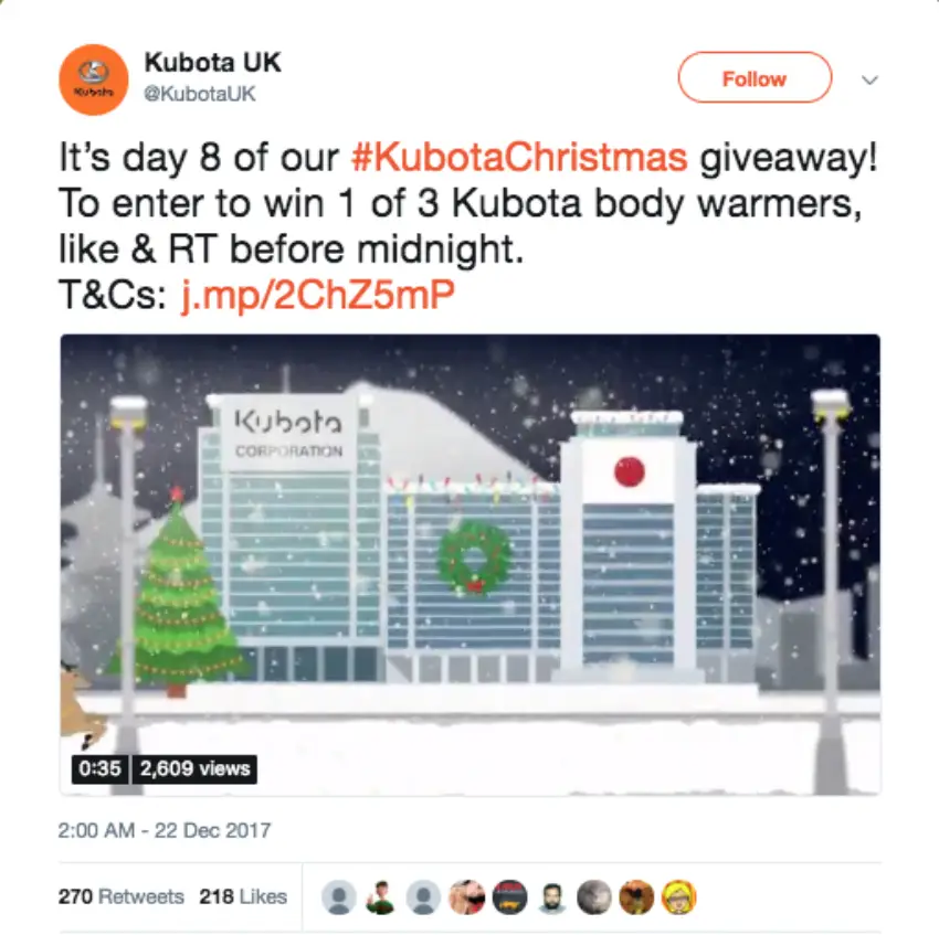 Christmas retweet Twitter giveaway