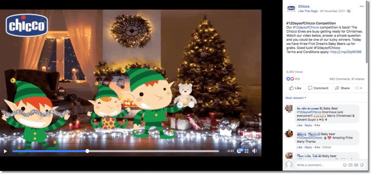 Christmas Facebook contest comments giveaway video