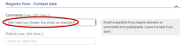 Easypromos - Comments option Easypromos - Comments option