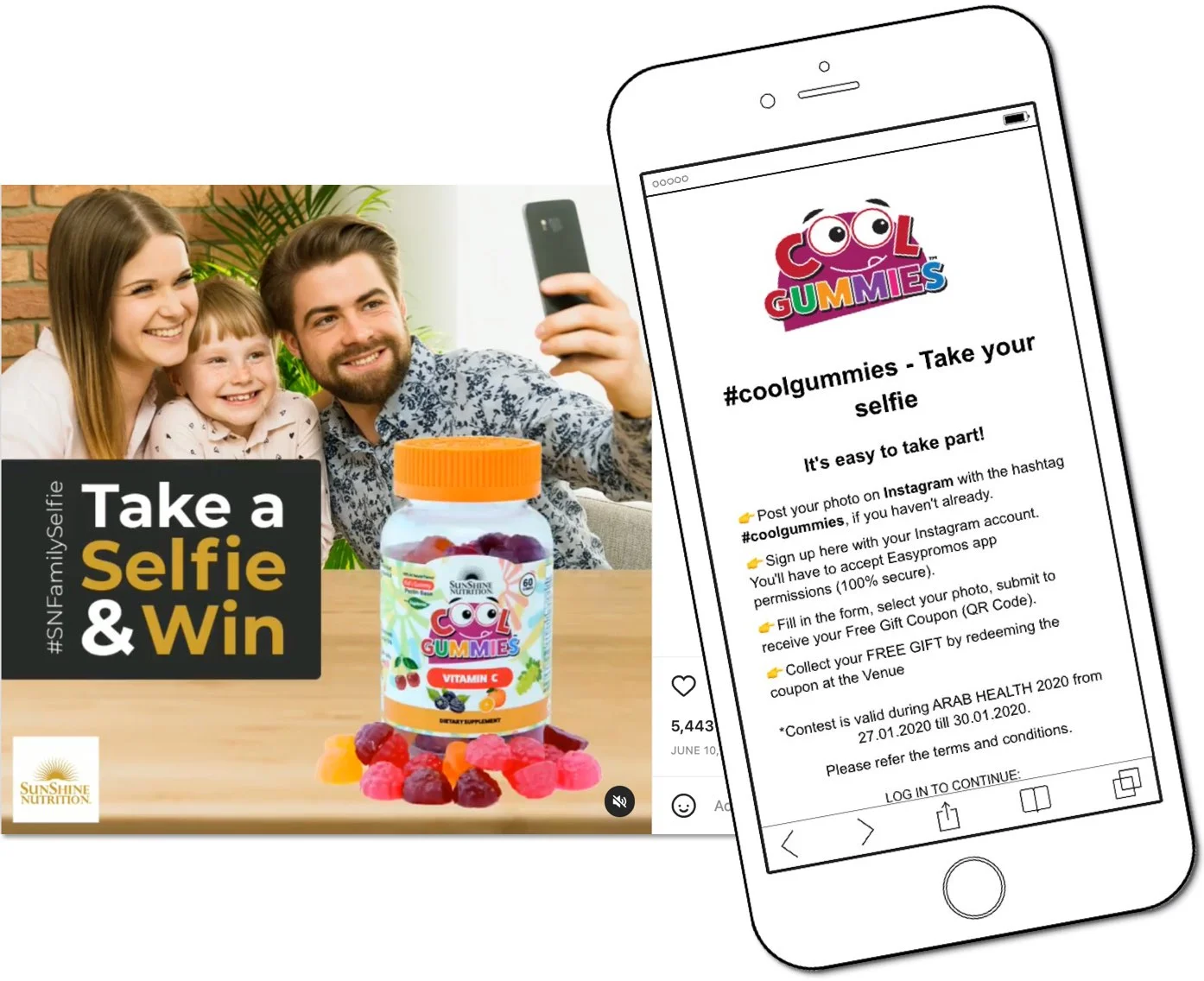 instagram photo contest with registration form, example from Sunshine nutrition