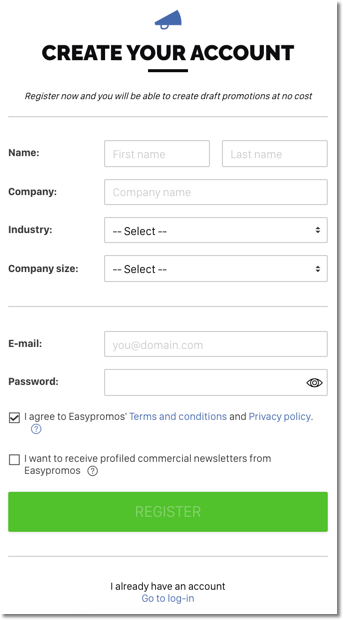 create account easypromos