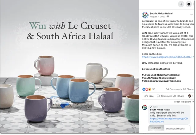 women's day giveaway ideas. example of how brands can promote instagram giveaways on facebook.