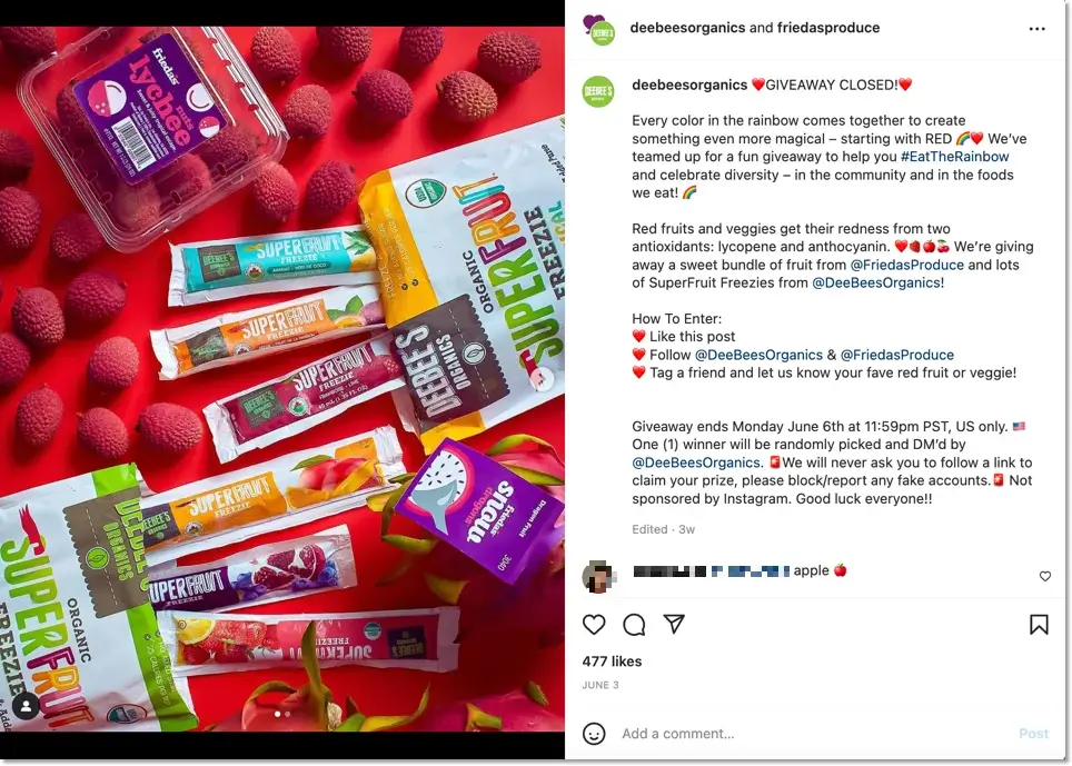 food brand collaboration on instagram to promote both brands