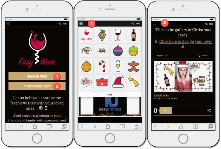 Christmas promotion ideas for 2020: screenshot of branded Christmas photofun from Easypromos