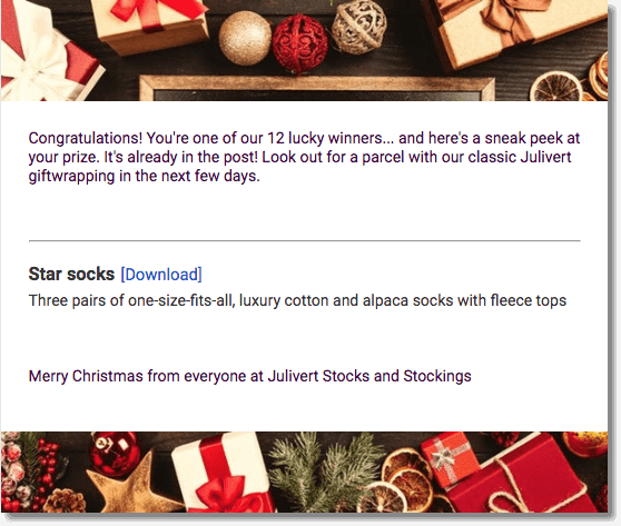 Christmas holiday giveaway email