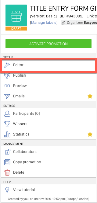 Entry Form Giveaway Panel