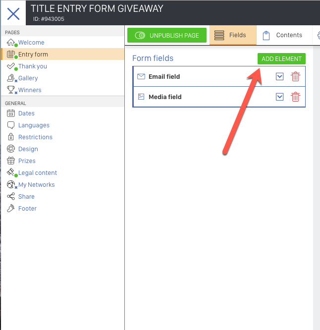 Entry Form Giveaway Platform