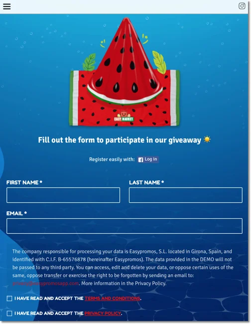 entry form giveaway: contests and sweepstakes in inbound marketing strategy