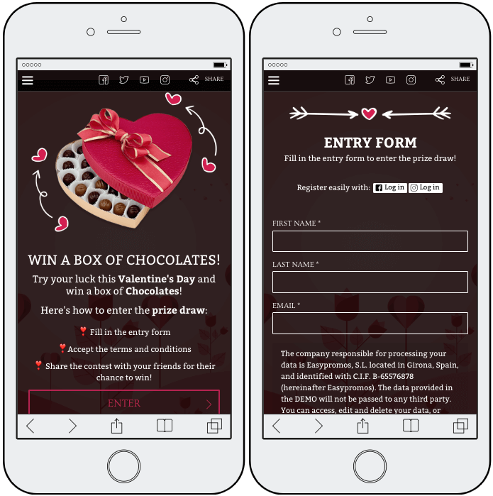 Valentine's day entry form giveaway