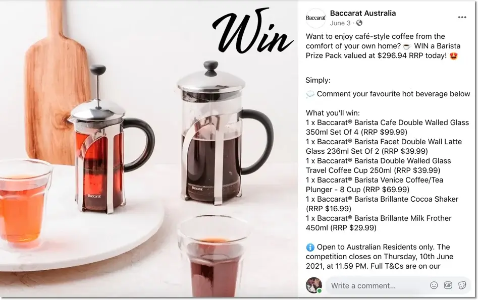 Facebook giveaway ideas