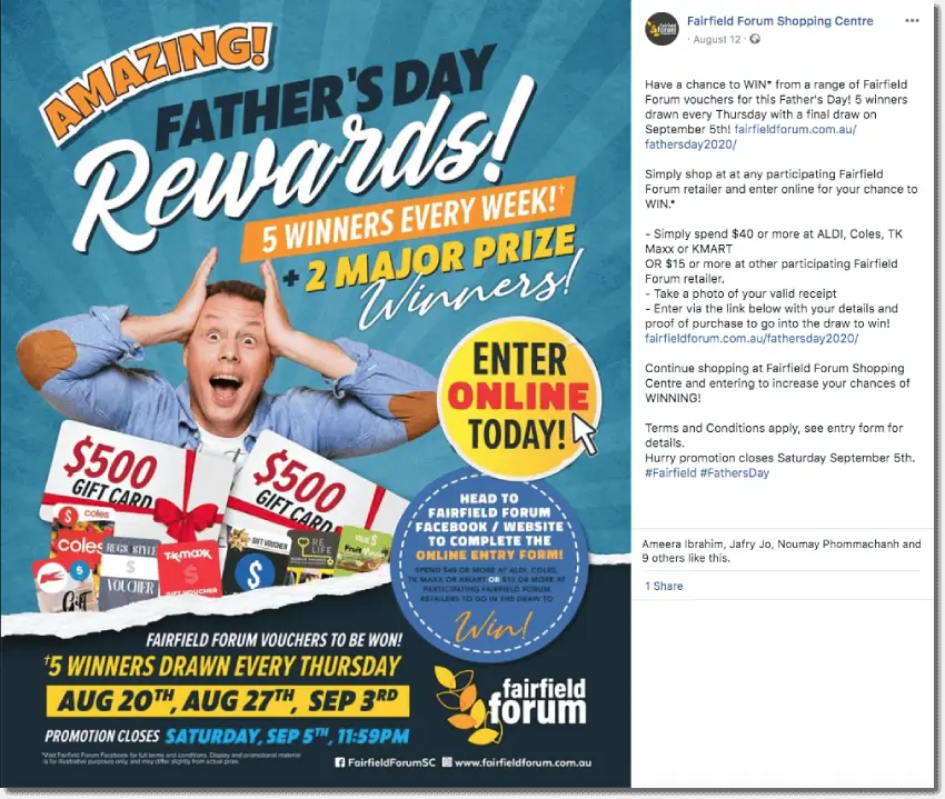 integrated marketing campaign, fairfield forum facebook