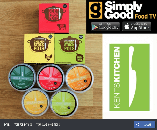 Example of a fall food giveaway. The image shows a stack of stock cubes on offer, plus the logos of the organizing brands.