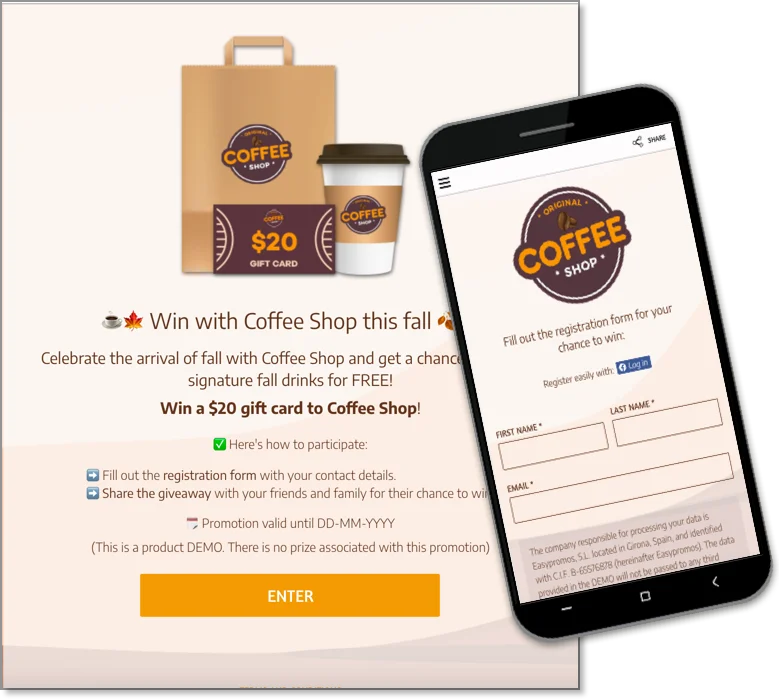 fall promotion idea: entry form giveaway for lead generation