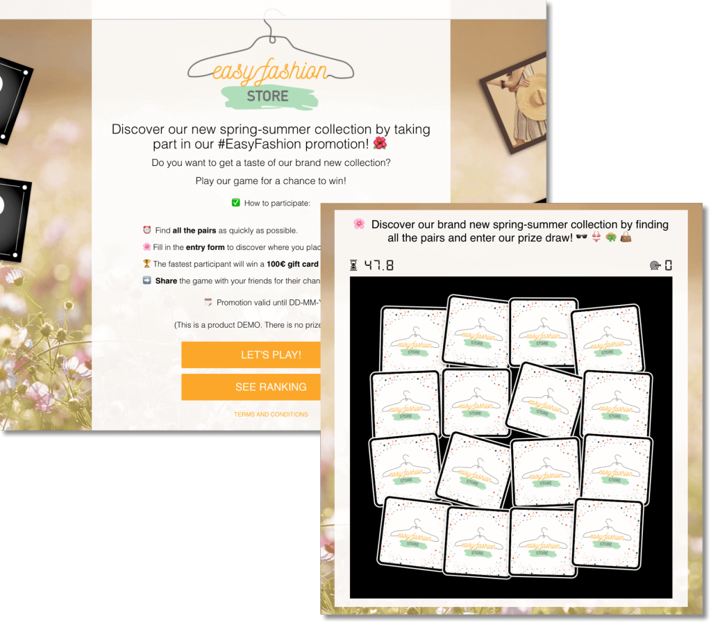 Memory game fashion example