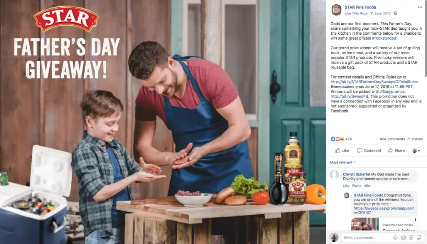 Father's day Facebook giveaway