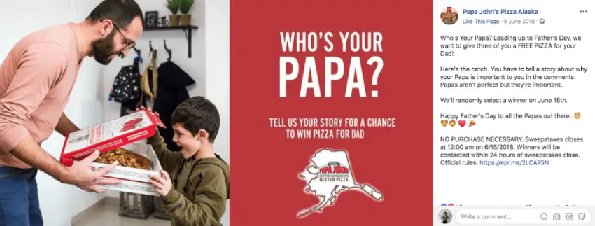 Father's Day giveaway on Facebook