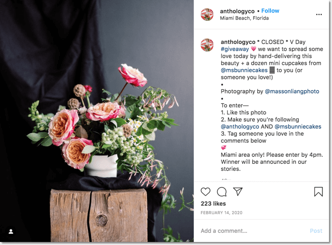 Valentine's Day Giveaway on Instagram