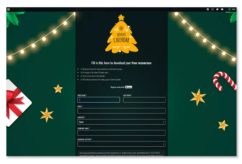 Easypromos registration form