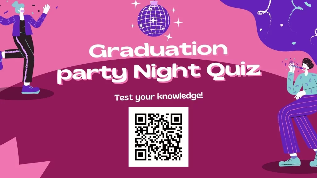 Screen with QR to access to the graduation quiz website