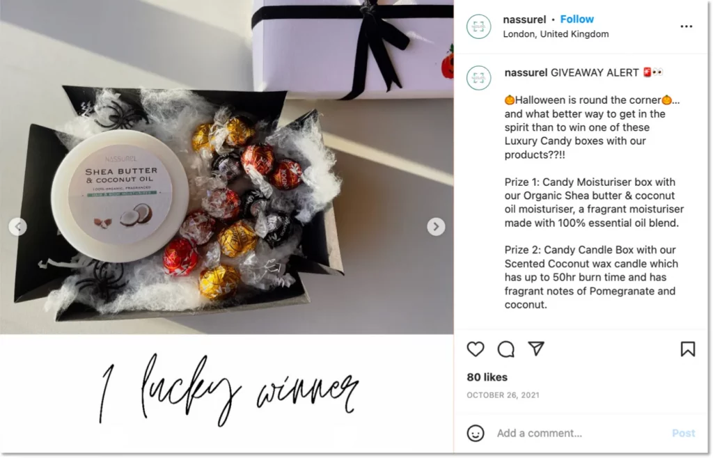 Nassurel instagram giveaway organized for halloween