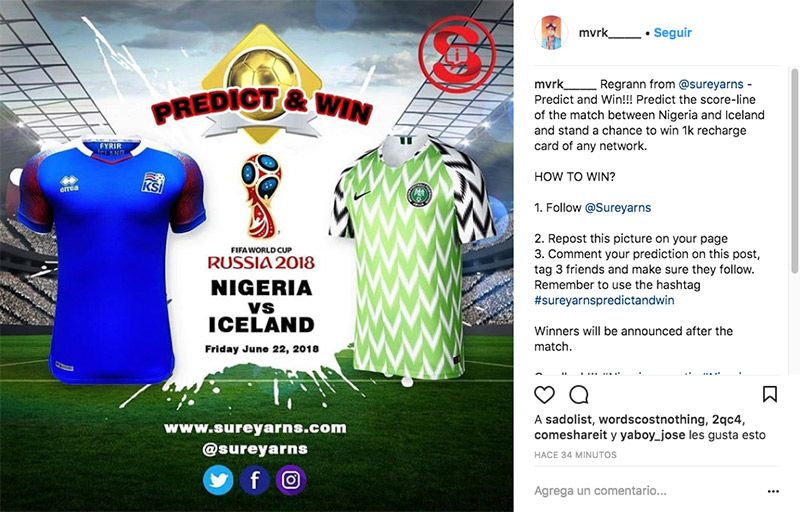 hashtag giveaway on instagram for world cup 
