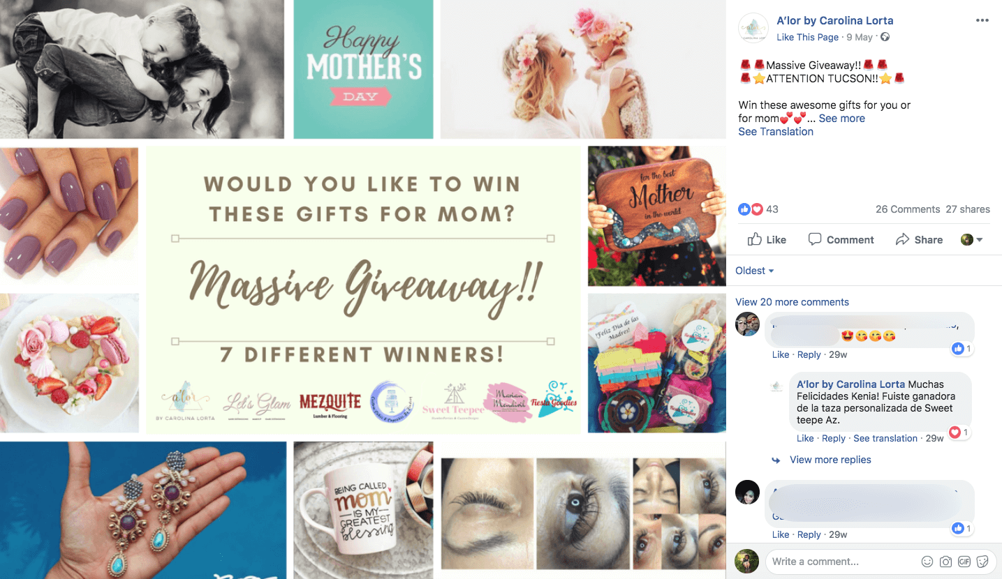 host a social media giveaway facebook
