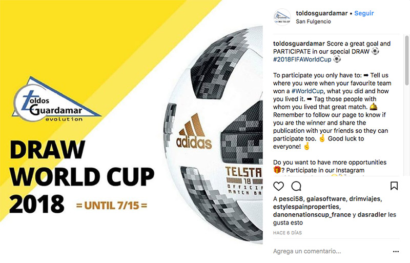Instagram World Cup giveaway example used to generate engagement and visibility.