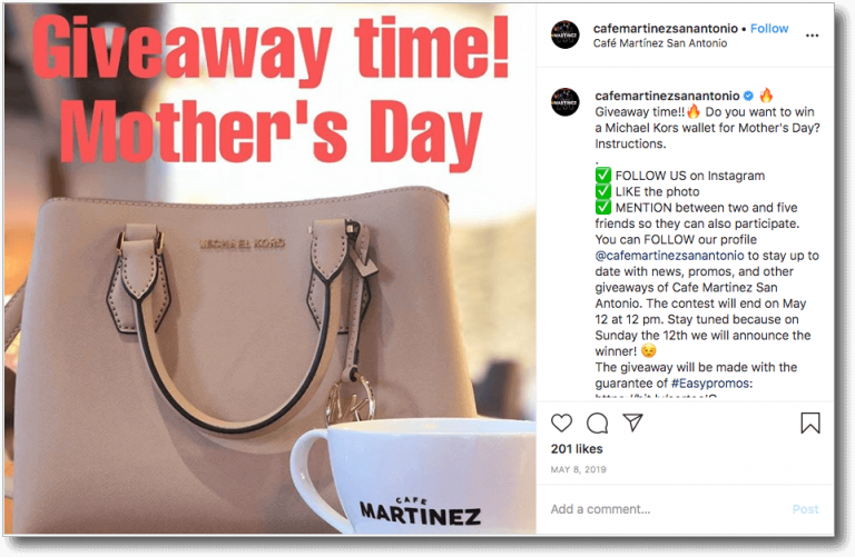 Mother's Day giveaway idea on social media