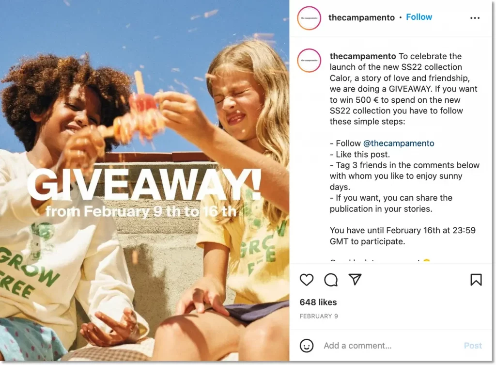 example of an image saying "giveaway" to attract more attention on instagram