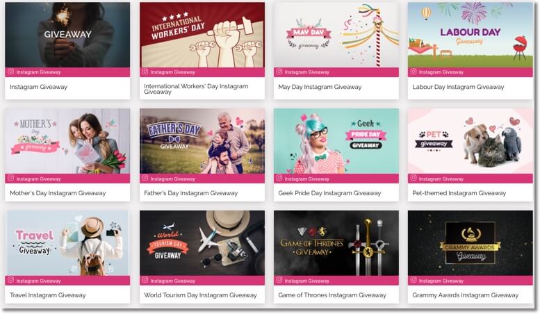 instagram giveaway templates