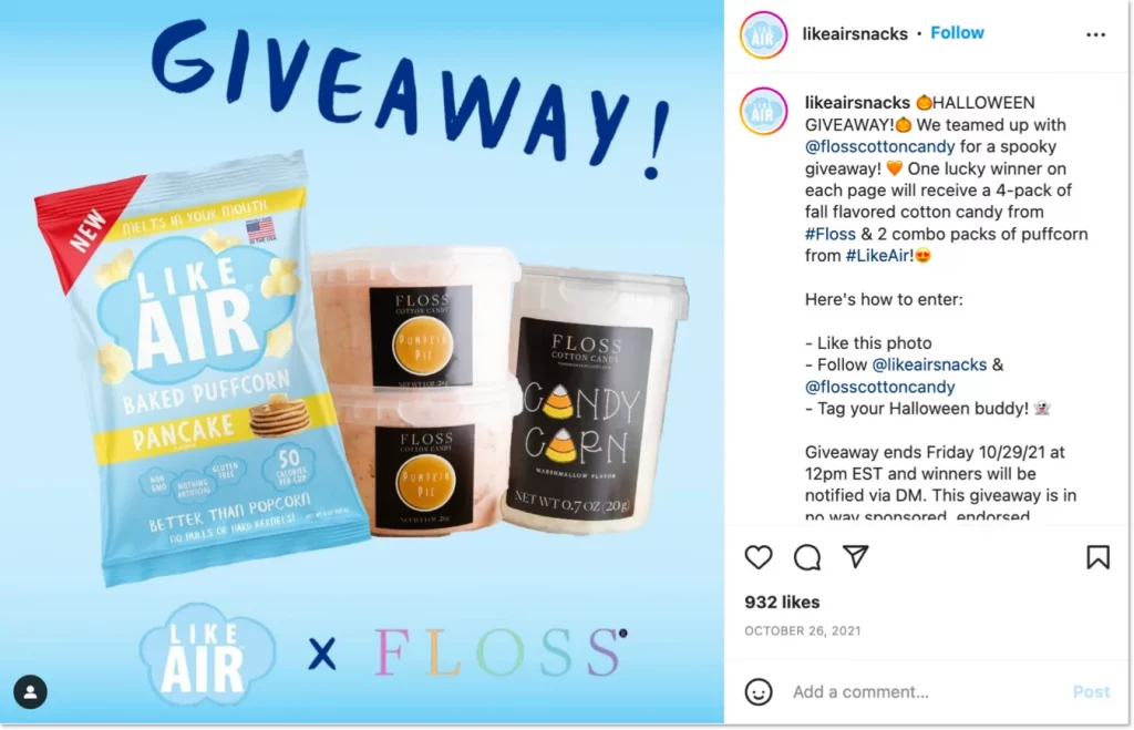 Halloween Instagram giveaway idea from Like Air Snack