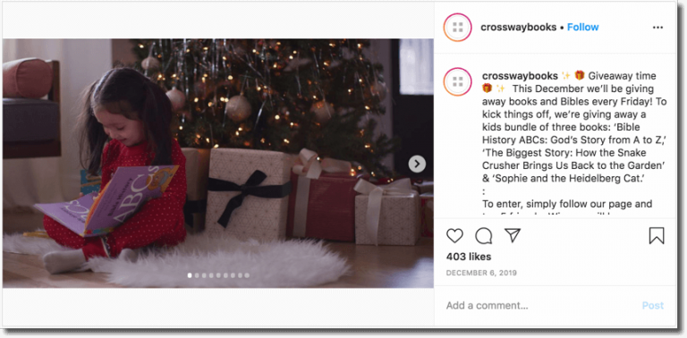 Christmas sweepstakes organized on Instagramm by Crossbooks