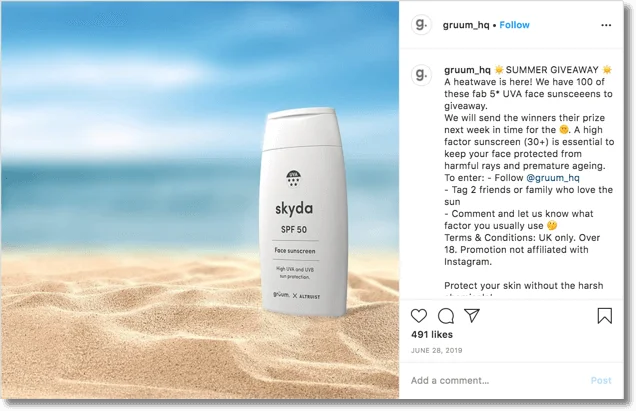 summer giveaway ideas: sweepstakes from gruum on instagram