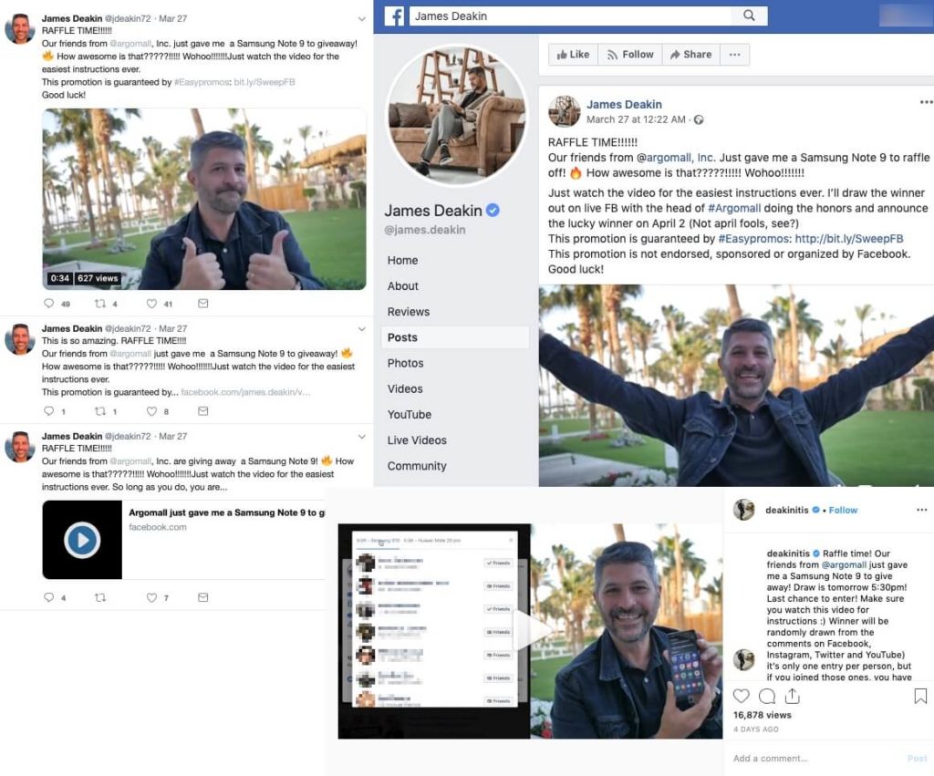james deakins giveaway posts