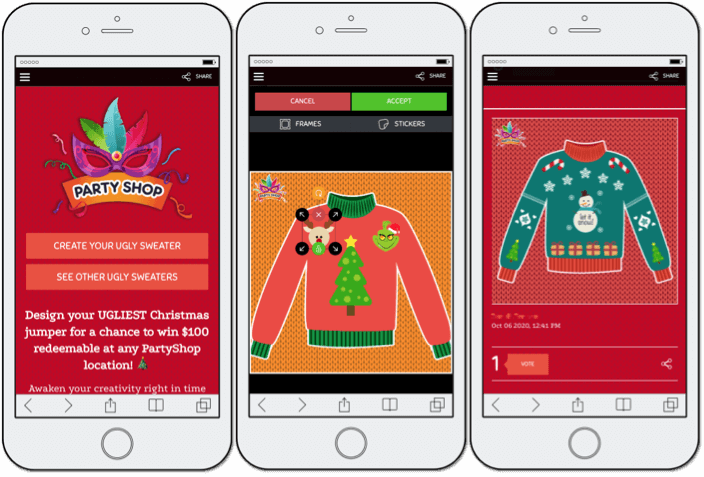 Christmas promotion ideas for 2020: screenshot of branded Christmas scenes from Easypromos