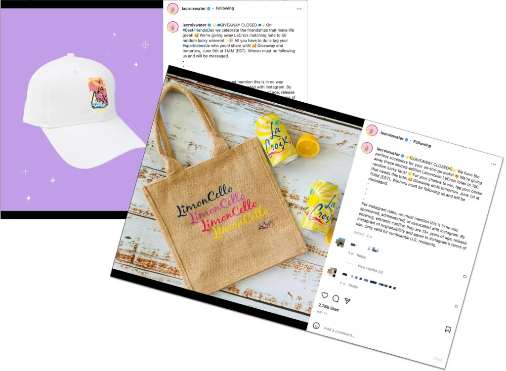 La croix giveaway for food and drink brand