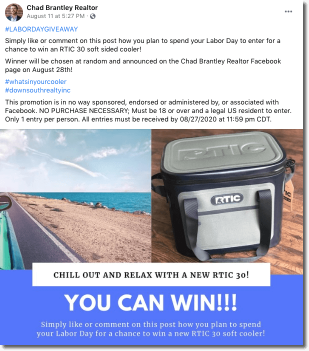 Labor Day contest: Labor day giveaway on social media.
