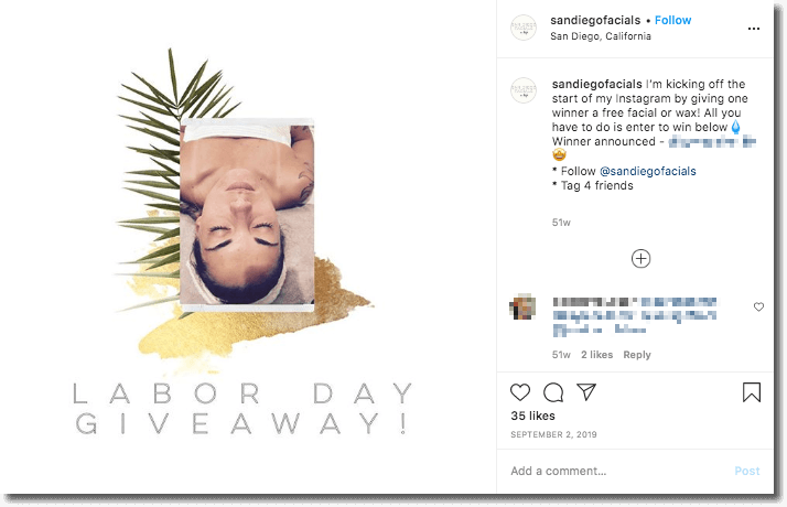 Labor Day contest: Labor day giveaway on social media. 
