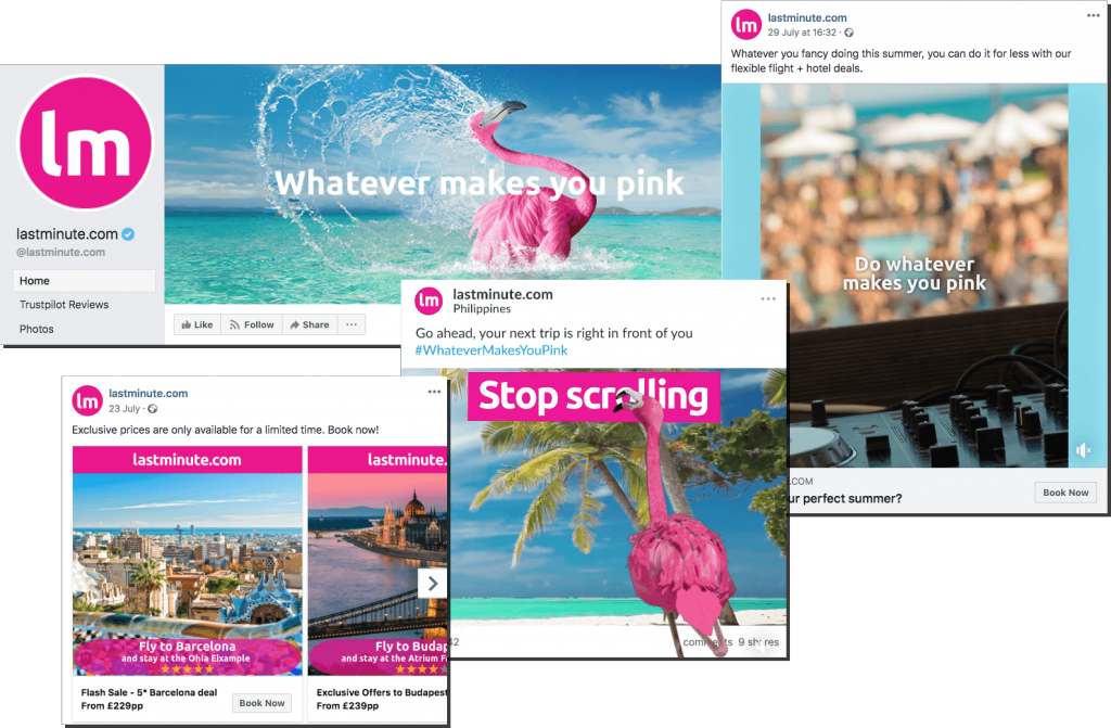 lastminute.com themed Facebook cover image and posts