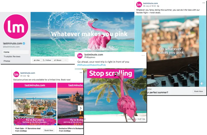 lastminute themed Facebook cover photo and posts
