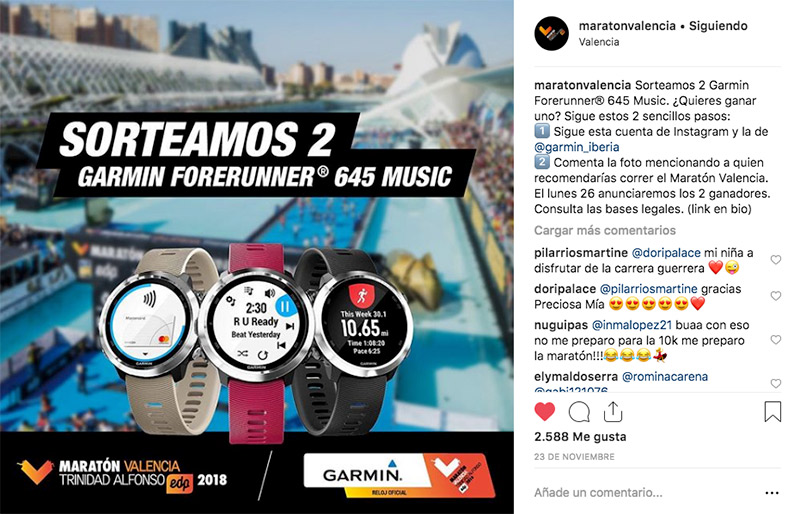 Marathon giveaway on Instagram