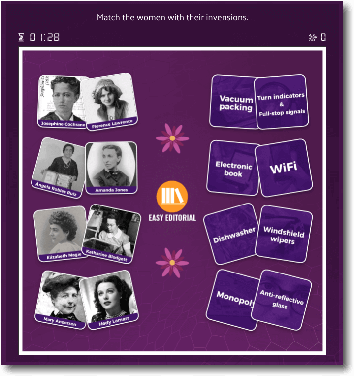 International Women's Day Promotion Ideas Match It game