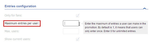 Easypromos - Maximum entries per user