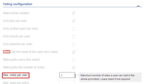 Easypromos - Maximum votes per user