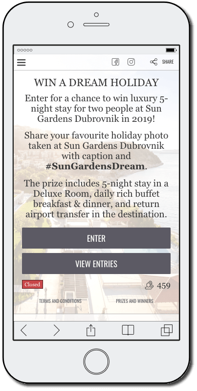 Mobile screenshot from a summer mention and hashtag contest